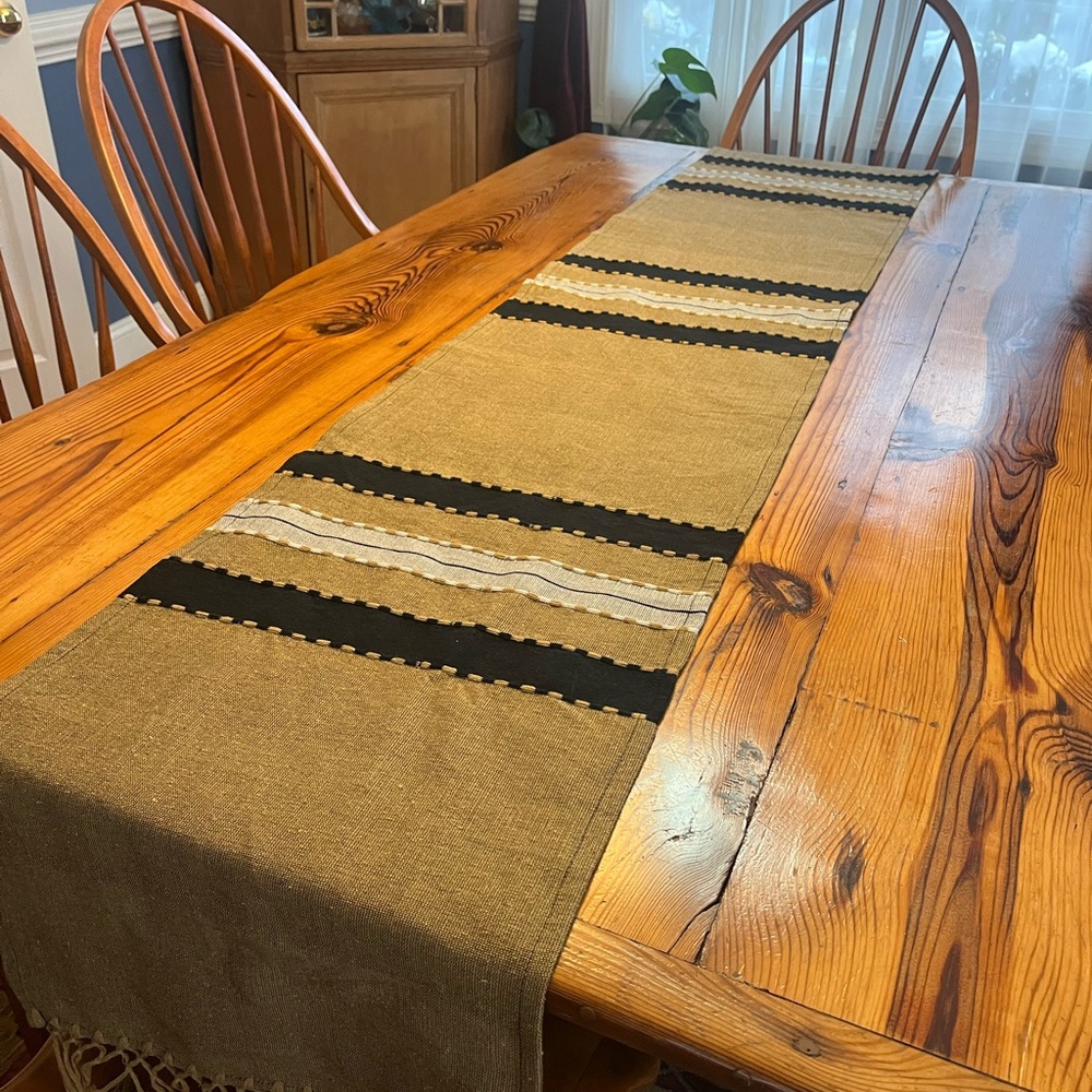 Mexican Oaxaca’s woven table runner golden brown and black 90 inches